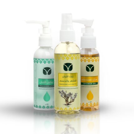 باقة العناية بالجسم: لوشن 100مل + سائل استحمام 100مل + زيت شعر